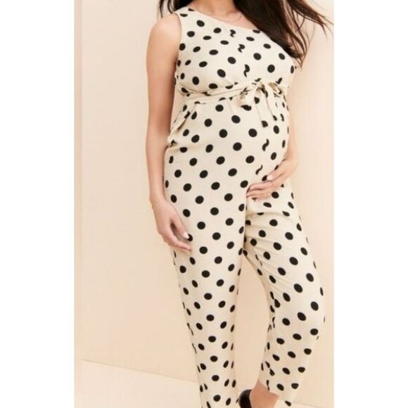 Hatch Shay Polka Dot One Shoulder Maternity Jumpsuit Women's Size Large EUC! - Picture 1 of 7